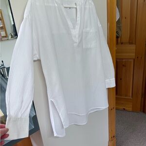 O'Neill White Lightweight V-Neck Long Sleeve Blouse